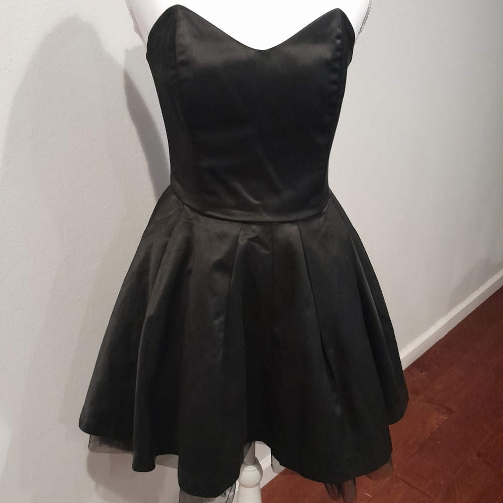 Better B Black A-line Mini Dress with Tulle Petticoat Lining